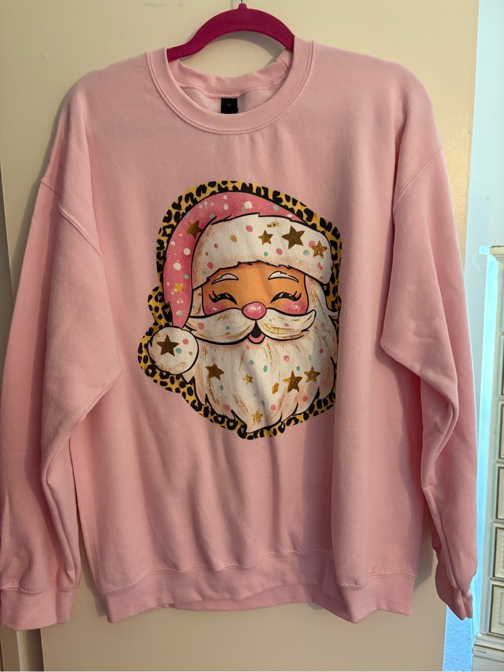 Gildan Pink Santa Graphic Sweatshirt